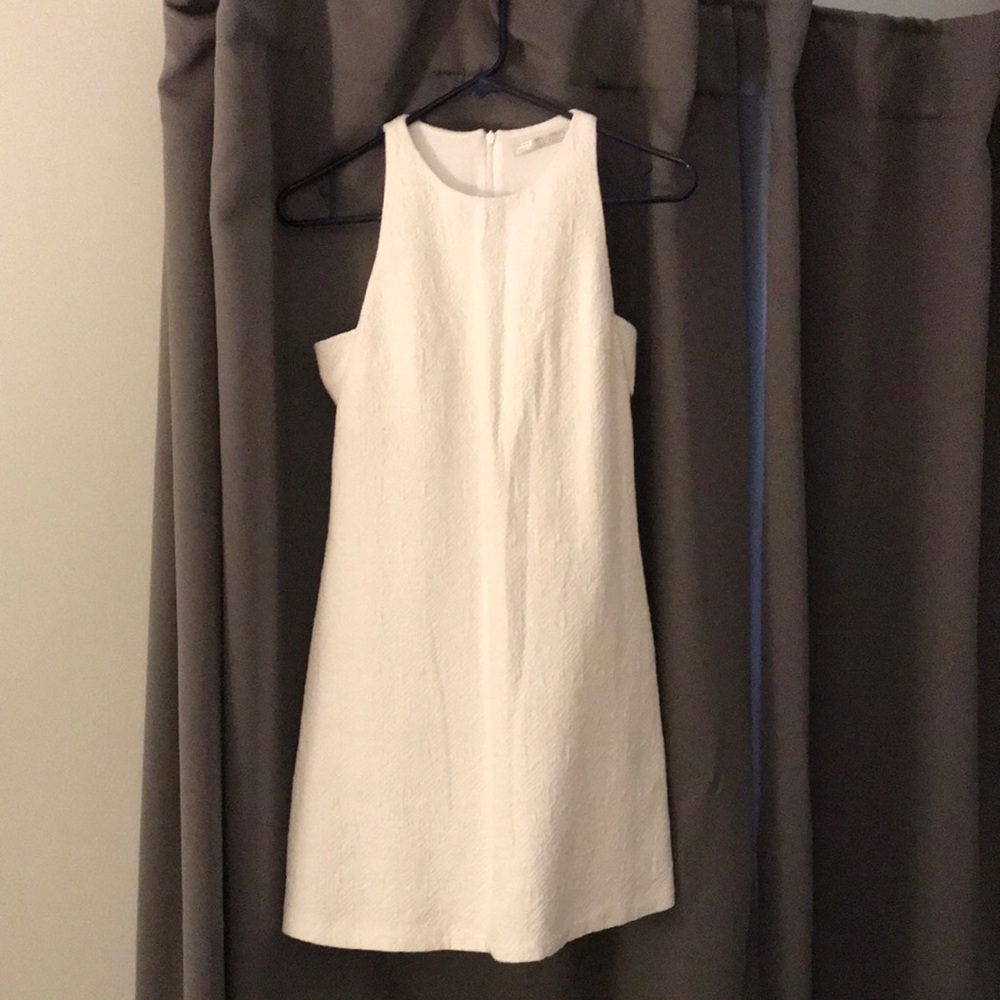 Zara Trafaluc Textured White Dress with Side Cut-Out Size Small, like-new